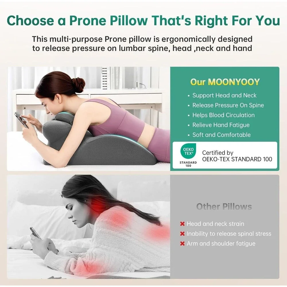 MOONYOOY Memory Foam Wedge Pillow Bed Support Reading Gray New Ergonomic